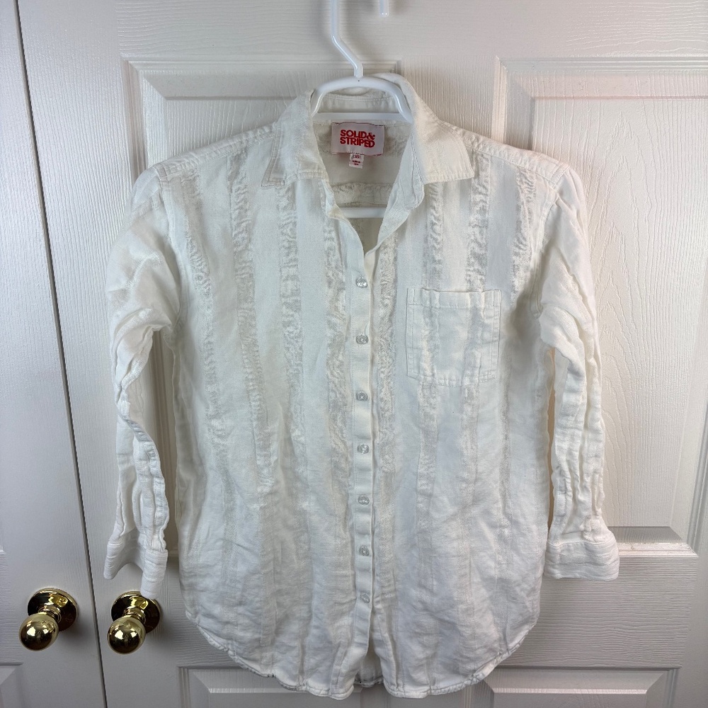 Solid & Striped Oxford Tunic Top Long Sleeve White